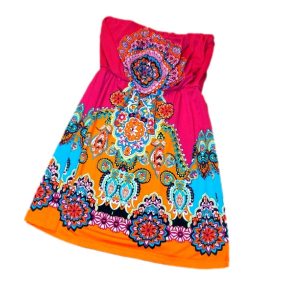 VIBRANT strapless mini dress Bongo Medium - Picture 1 of 10